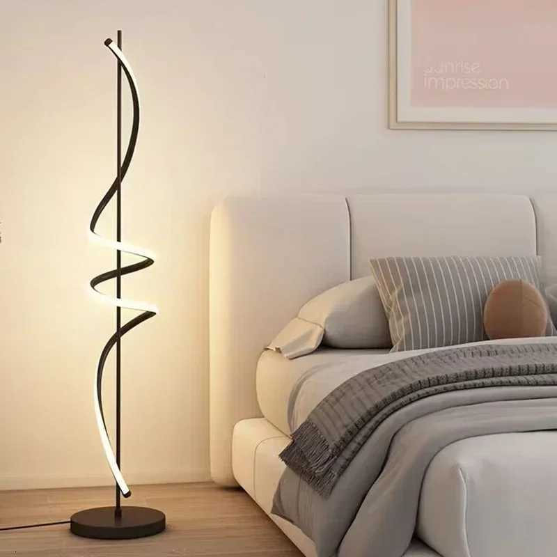 Nordic Modern LED Floor Lamp With Spiral Design Lines Light Luxury Study Indoor Home Decoration Bedroom Bedside Floor Lamp M251119