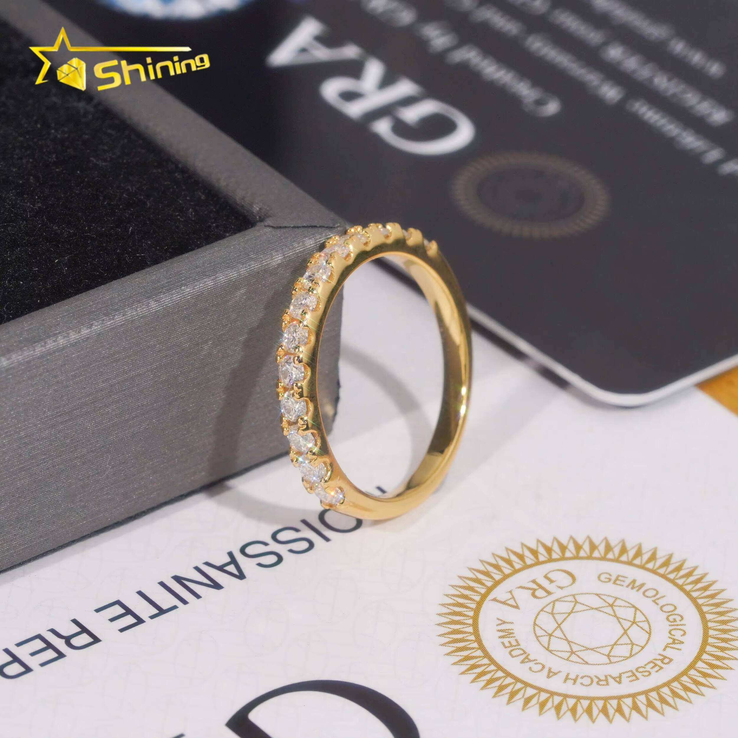 Pass Diamond Tester Gold Plated Half Eternity 22mm Wedding Silver Engagement Moissanite Rings for Women