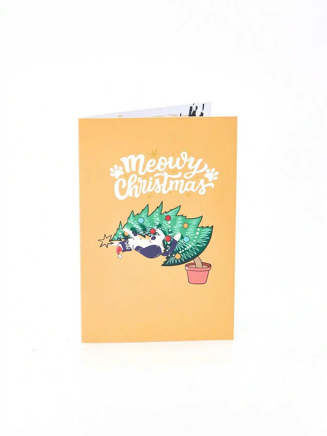 Christmas Greeting Card with Kitten Tree Pop-Up Design G251119