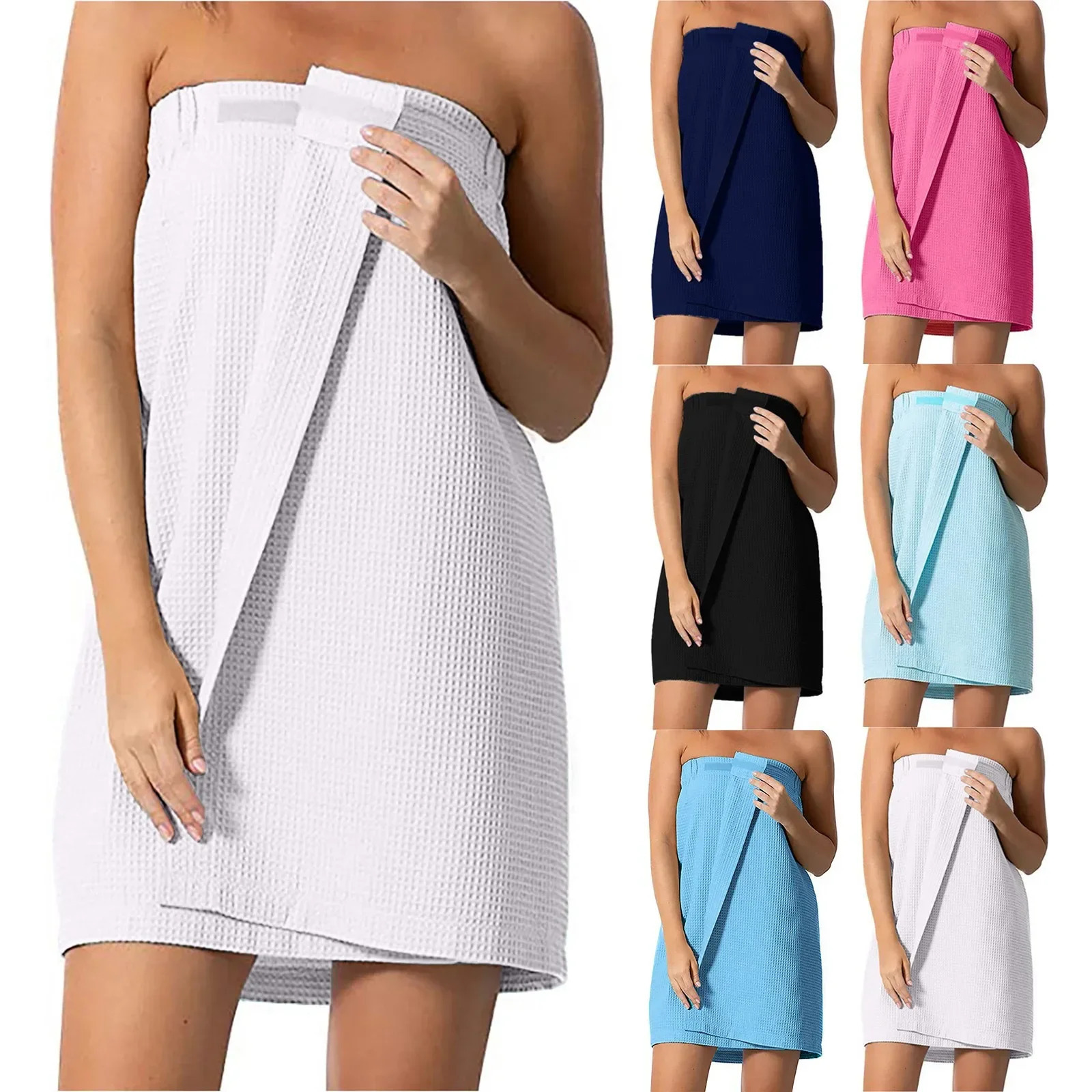 Lightweight Knee Length Waffle Robes for Women Spa Bath Beauty Body Wrap Household Shower Towel Hair Brush Body Towel 250418