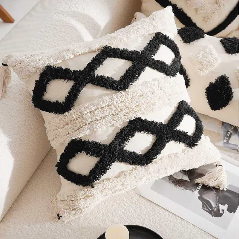 30x50/45x45CM Nordic Bohemian Throw Cover Plush Black Stamping Waist Cushion Cover Decor Home Decorative caseM251119