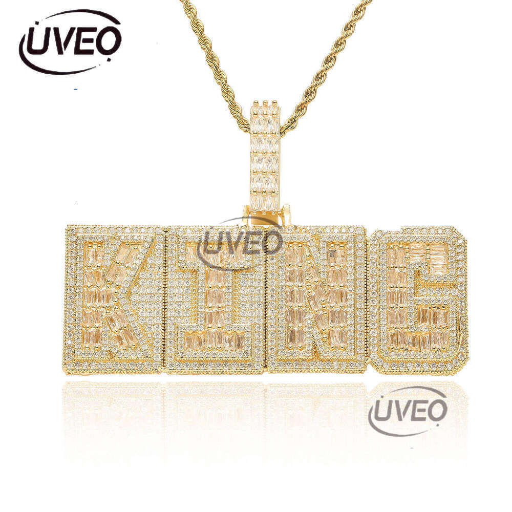 Luxury designer double T-shaped ice out VVS Moissanite Mosaic alphabet pendant, hip hop pendant for men and women