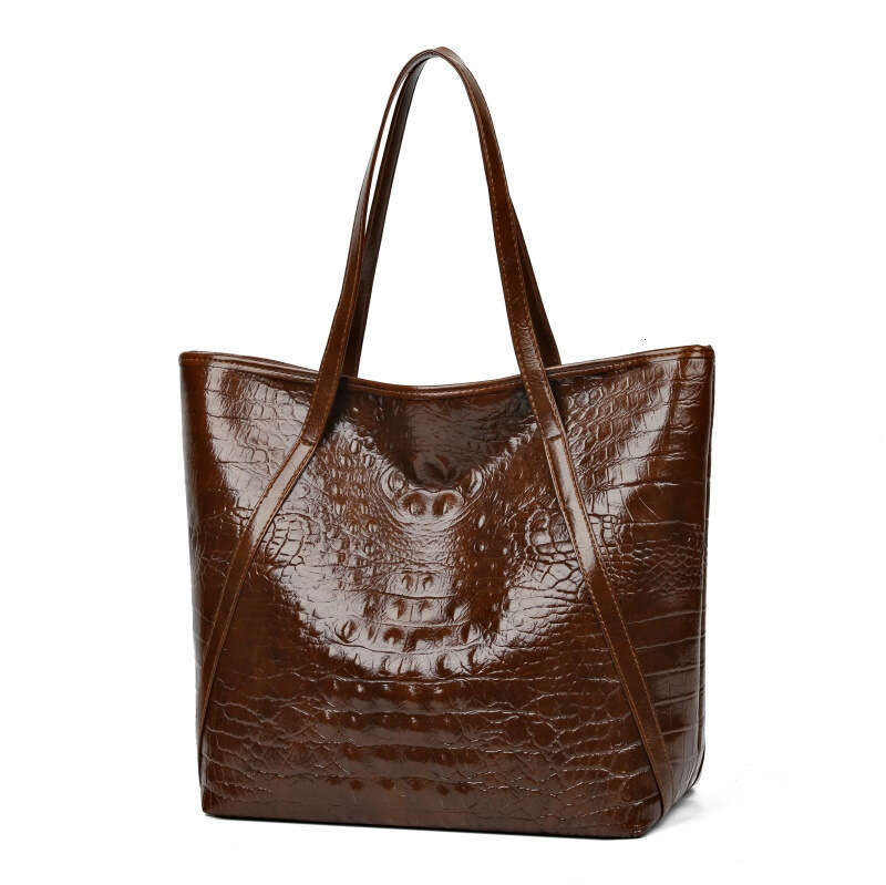 New women's with large capacity crocodile pattern tote bag, high-end and casual versatile commuting shoulder bag