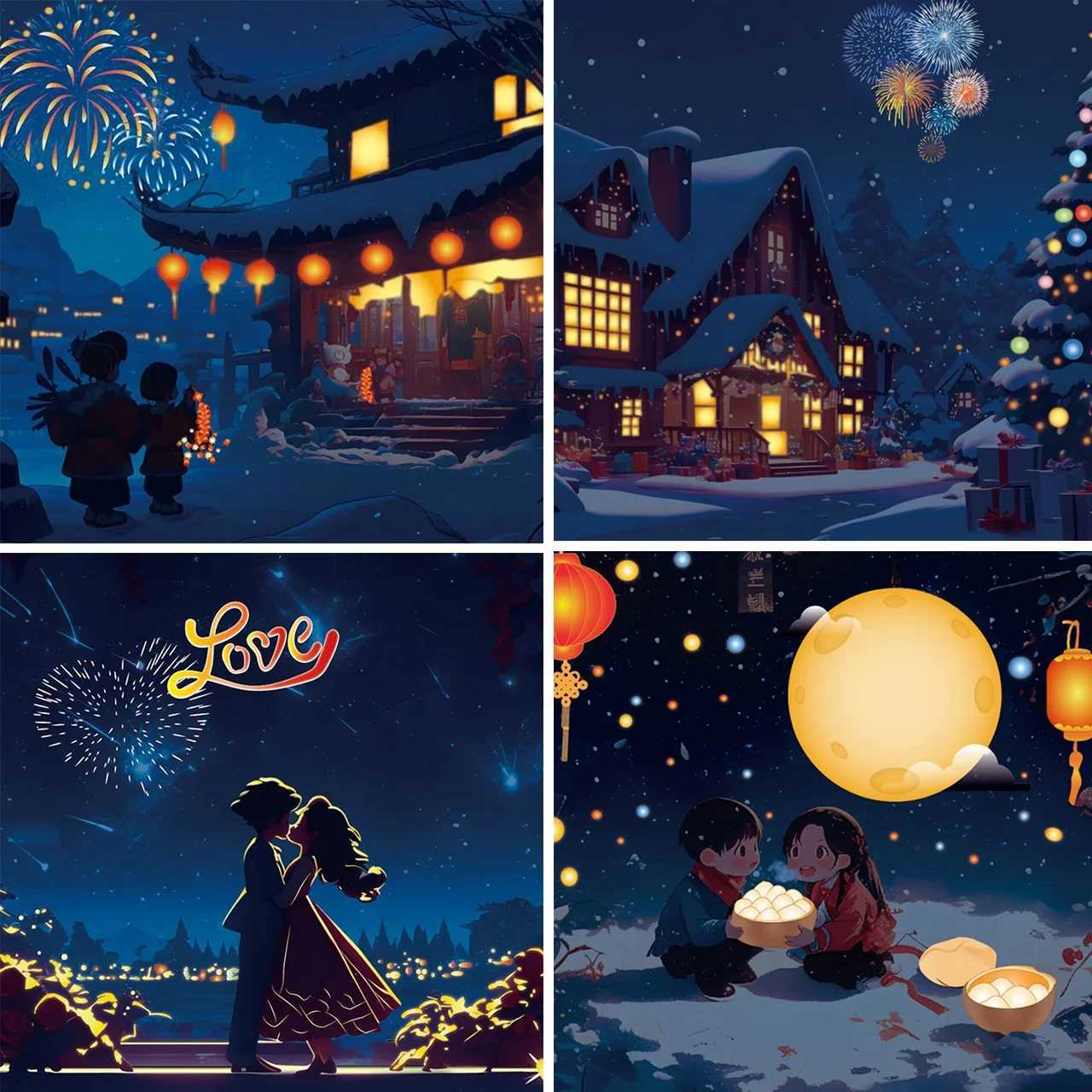 2Pcs Temperature Changing Christmas New Year Card Surprise Christmas Tree Snowscape Greeting Card Festival Gift for Kids Friends G251119