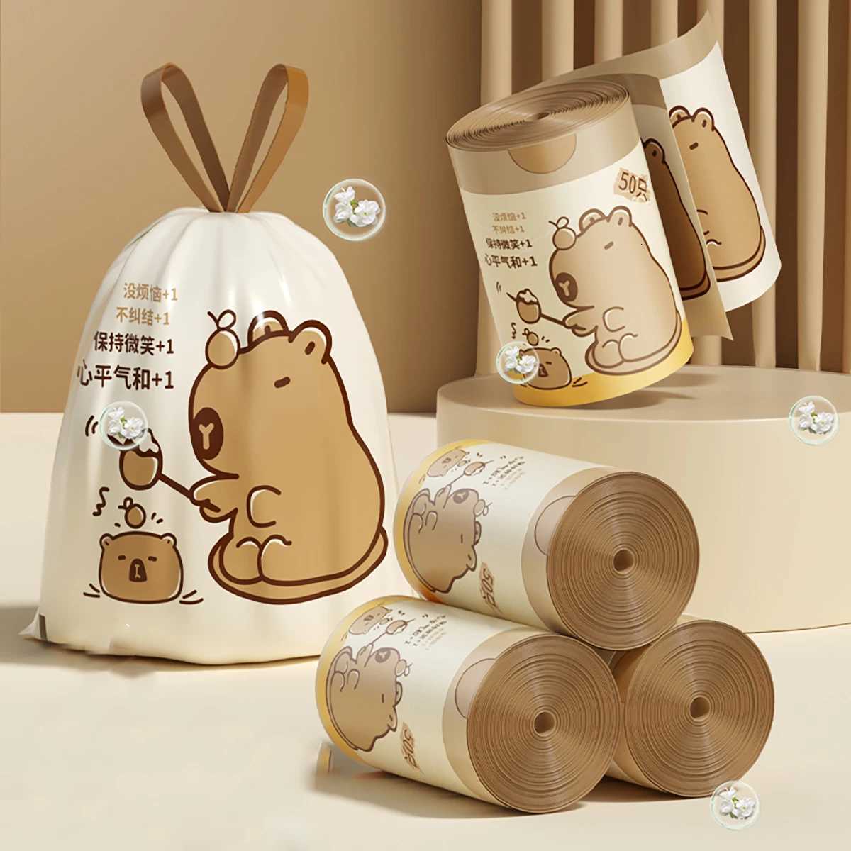 Thickened Tear-Free Drawstring Garbage Bag Portable Large Kitchen Cleaning Bag Household Essential C251119