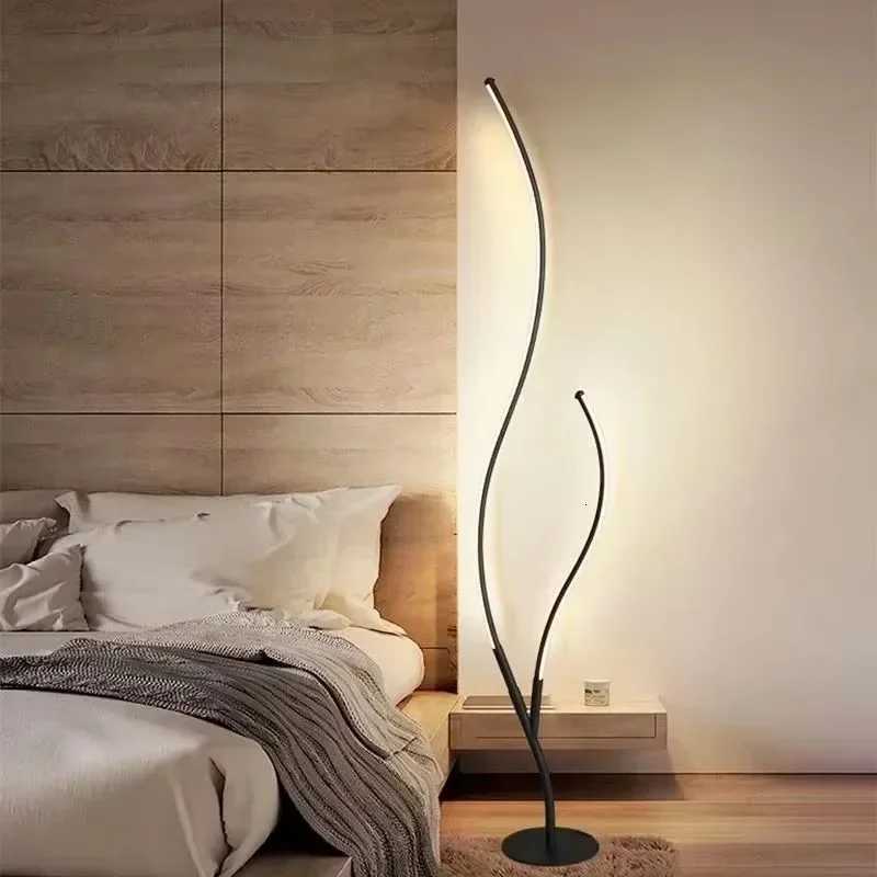 Artistic Floor Lamp Simple and Modern Living Room Sofa Side Decoration Bedroom Headboard Double Curved Design LED Fishing Light M251119