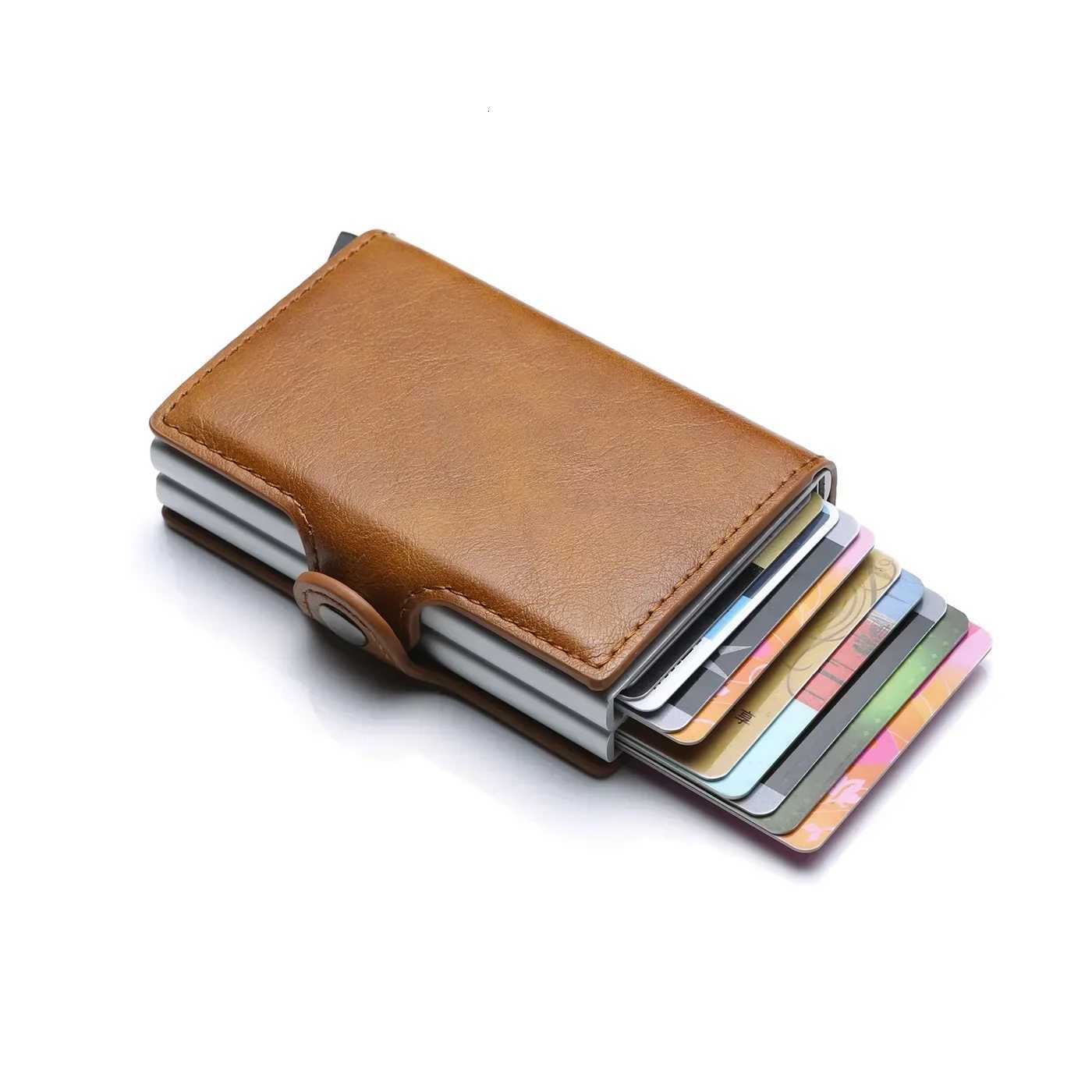 Mens Carbon Fiber Double-layer Wallet - Free Name Engraving - RFID Blocking Mini Card Holder 12-14 Slots - Small Money PurseT251119