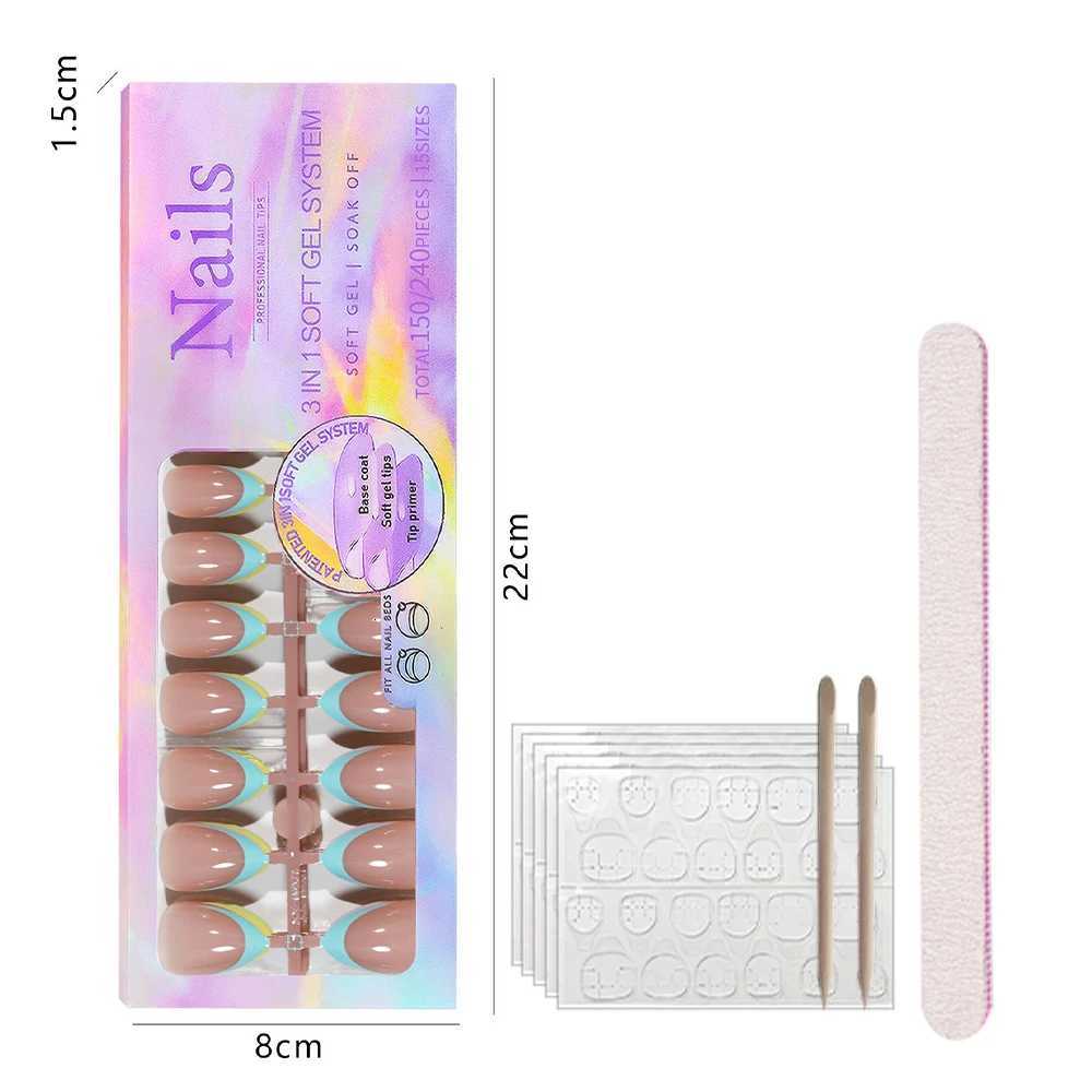 150pcs/5 Colors Mixed Fake Nails Set French Design Press on Nail Tips DIY False Nail Art Short Decorated Nails Nude Color NailT251118T251119
