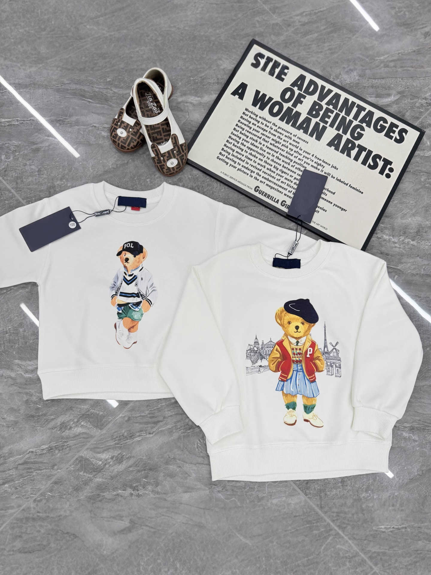New white school uniform-style children's t-shirt with printed design t-shirt for boys and girls S251119