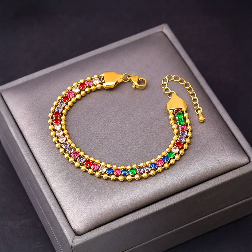 Designer Bracelet Bracelet for Women Colorful Diamond Bangle Tassel Chain Layered Bangles Luxury Jewlery Designer for Women Elegant Sparkling Timeless