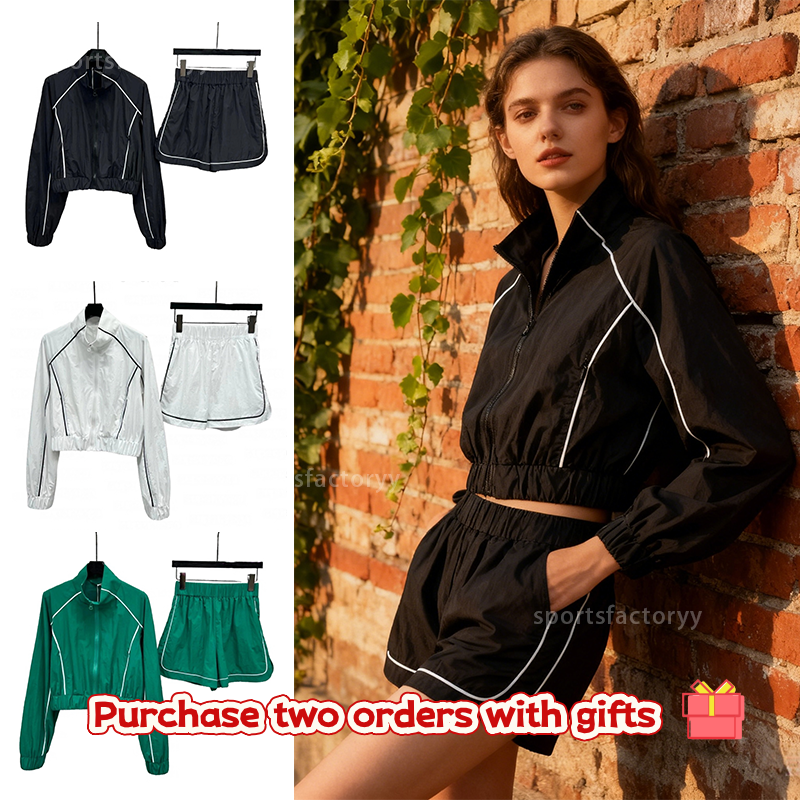Women Yoga Shorts Clothes Set Workout Sets women Gym Set High Quality Motivate Comfortable Full zip Jackets Coat Yoga Outfit Breathable Jacket alosetism women Set