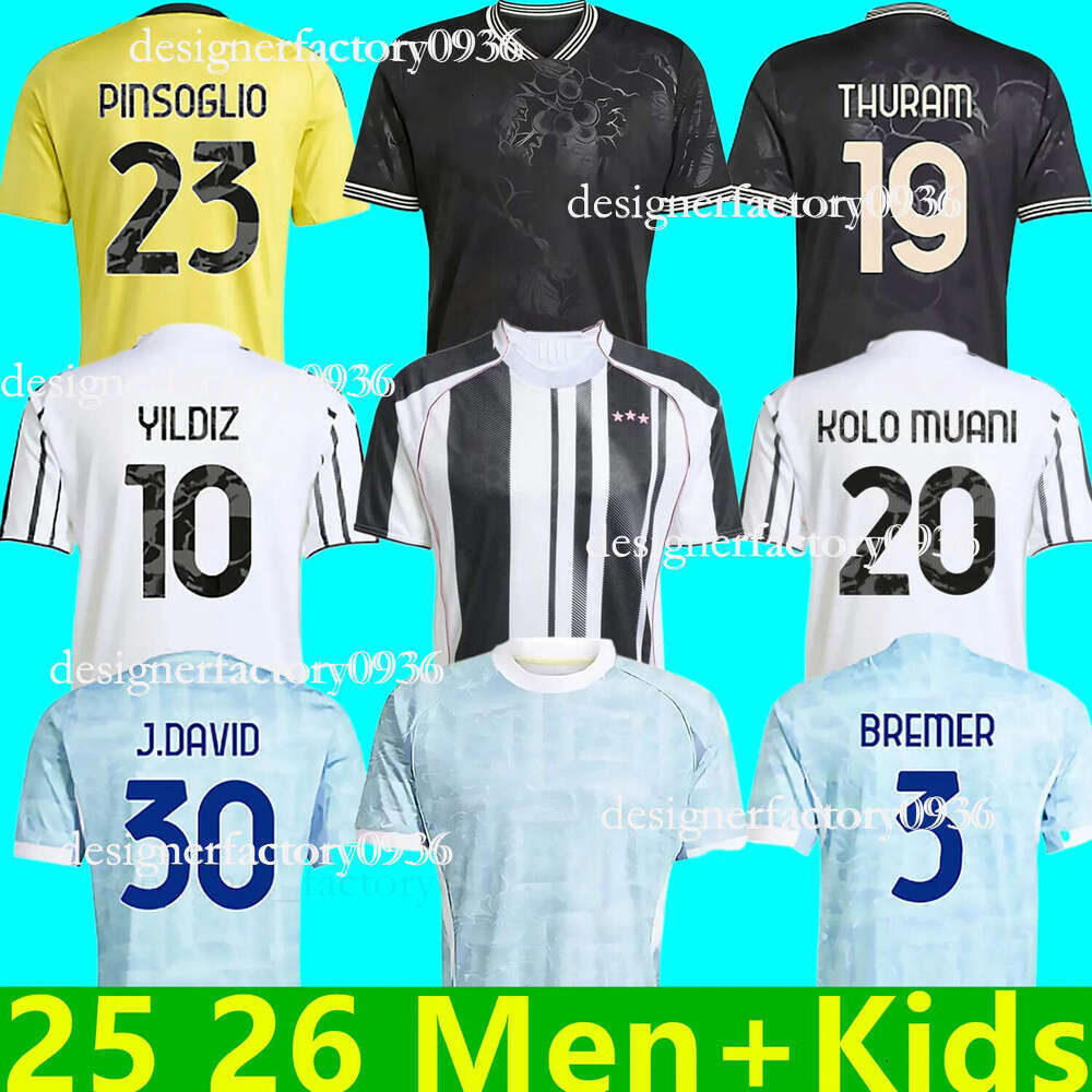 2025 2026 Soccer Jerseys Fans Player Home Away Yildiz Bremer Vlahovic F.CONCEICAO DOUGLAS LUIZ Thuram J.DAVID Gatti OPENDA 25 26 Football rr2 Shirt Men Kids kit