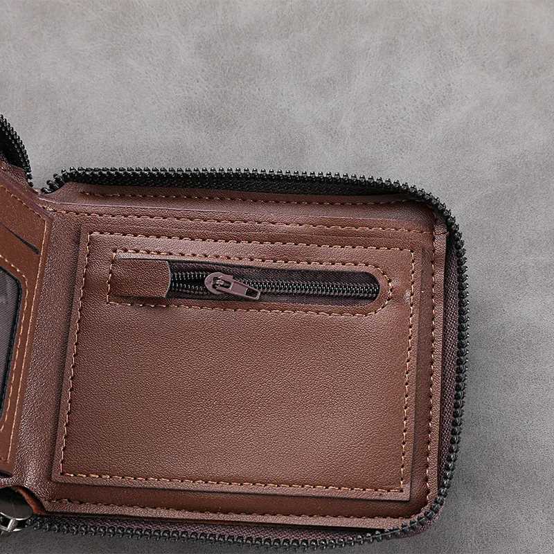 2025 New Mans Short Bifold Wallets Multi Card Fashion PU Leather Wallet High Quality Men Classic Wallet with Coin Bag ZipperT251119
