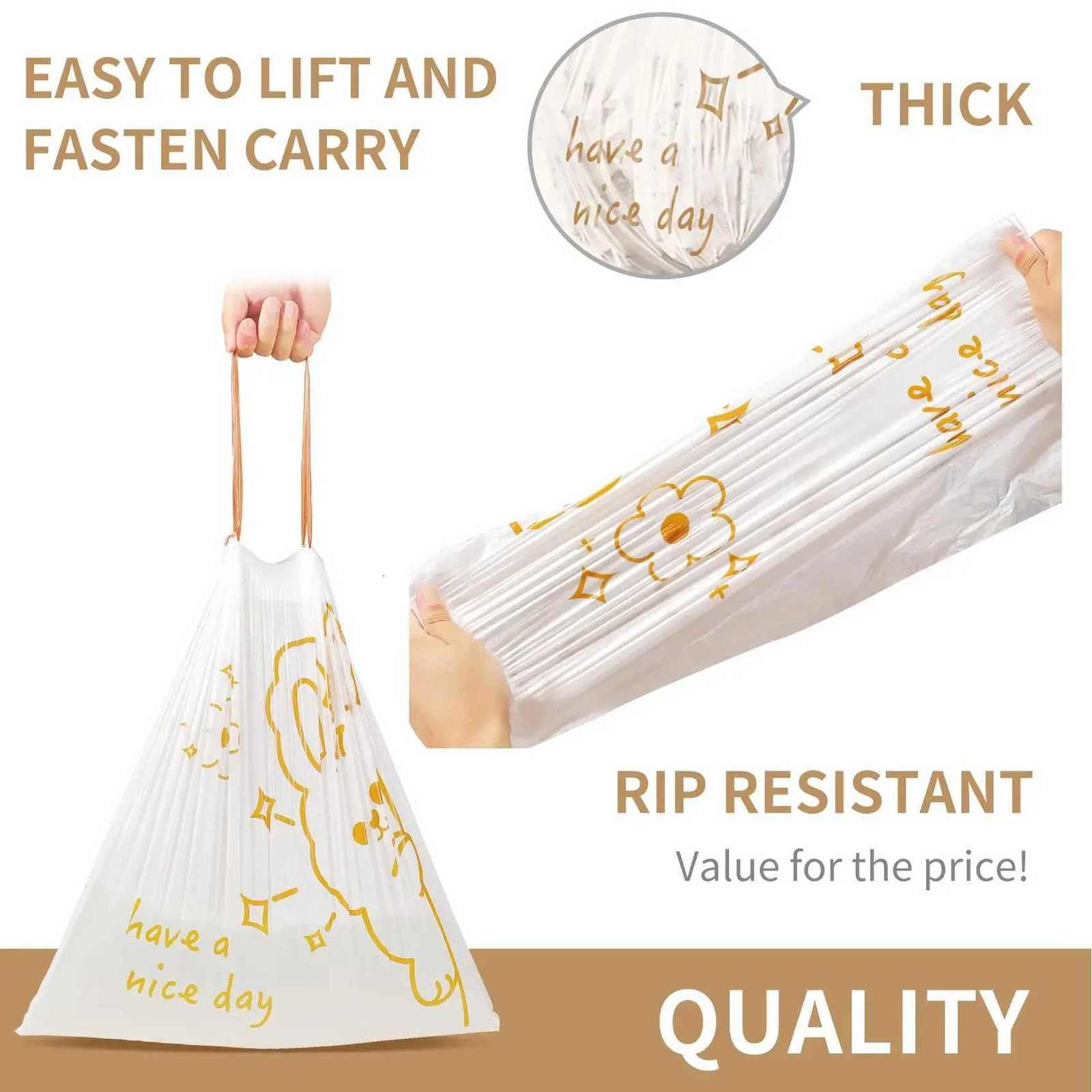 20pcs/1 Bag Gallon Thick Kitchen Garbage Bag with Drawstring Tear Free Storage Daily Household Use Large Handheld Bag for Home C251119