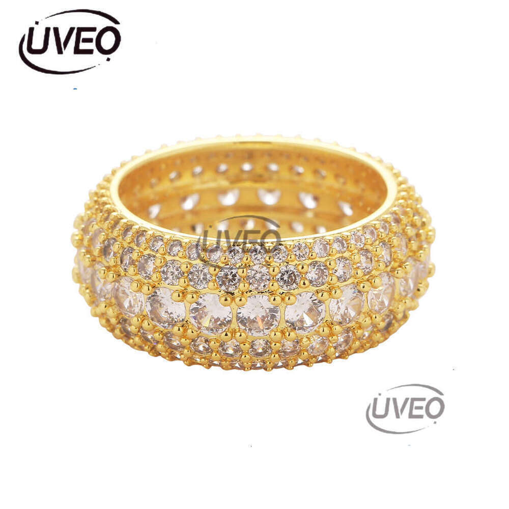 Luxury designer inlaid ice out VVS Moissanite sterling Silver Gold Plated Men's and women's Hip Hop rings Free shipping