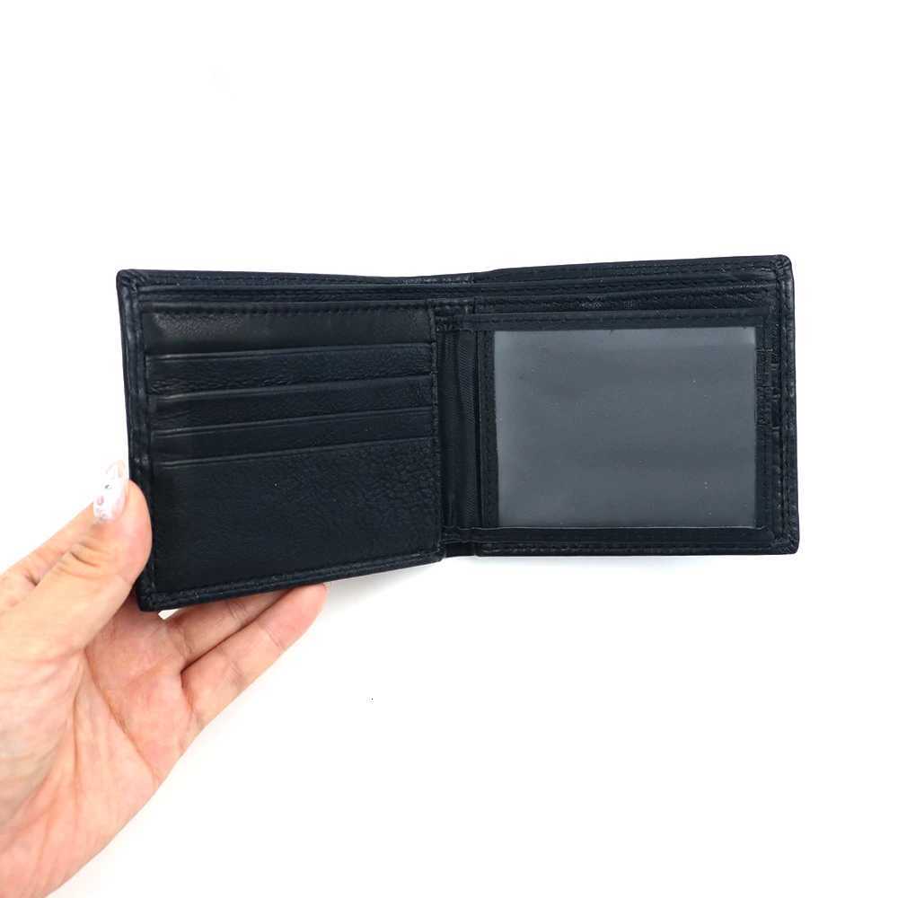 Customized name 100 top-grain cowhide mens wallet wallet card case short walletmulti-slot storage anti-theft card swipingT251119