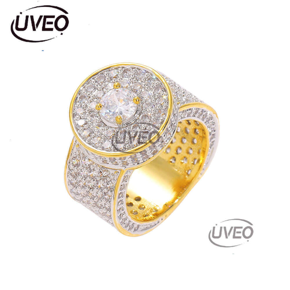 Luxury designer Hip-hop Men's oversize with real gold plating and micro-inlaid ice out VVS Moissanite, hip-hop rings for men and women
