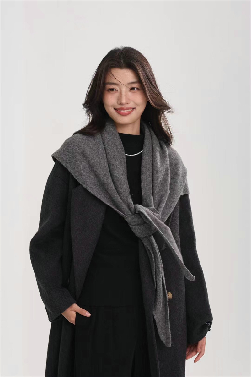 K448 Cross-border new cashmere feel triangle scarf shawl women's Korean version simple outer wear cloak warm scarf long neck