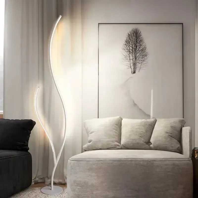 Artistic Floor Lamp Simple and Modern Living Room Sofa Side Decoration Bedroom Headboard Double Curved Design LED Fishing Light M251119
