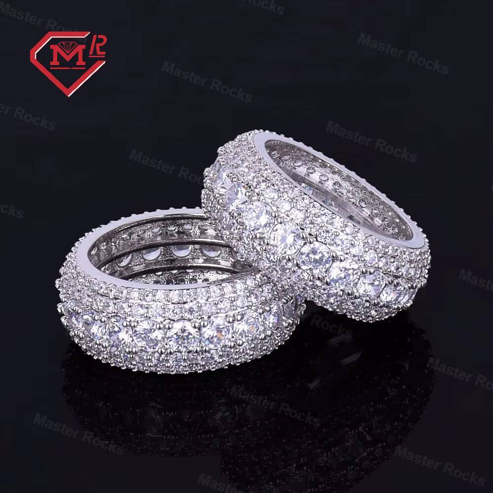 Mens Silver Ring Moissanite Custom Bling Sparkly Cuban Ring Iced Out Gra Certificated Moissanite Tennis Ring