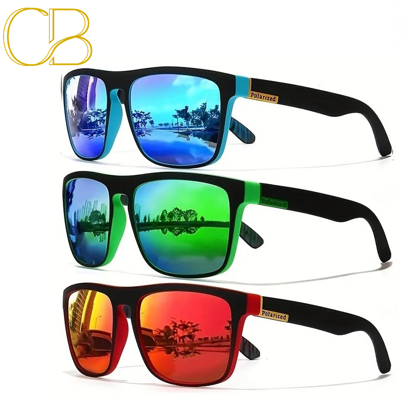 Square Polarized Sunglasses Men Vintage Style for Driving Fishing Travel Luxury Brand Designer Sun Glasses Driver's Eyewear UV Protective, CB Fas