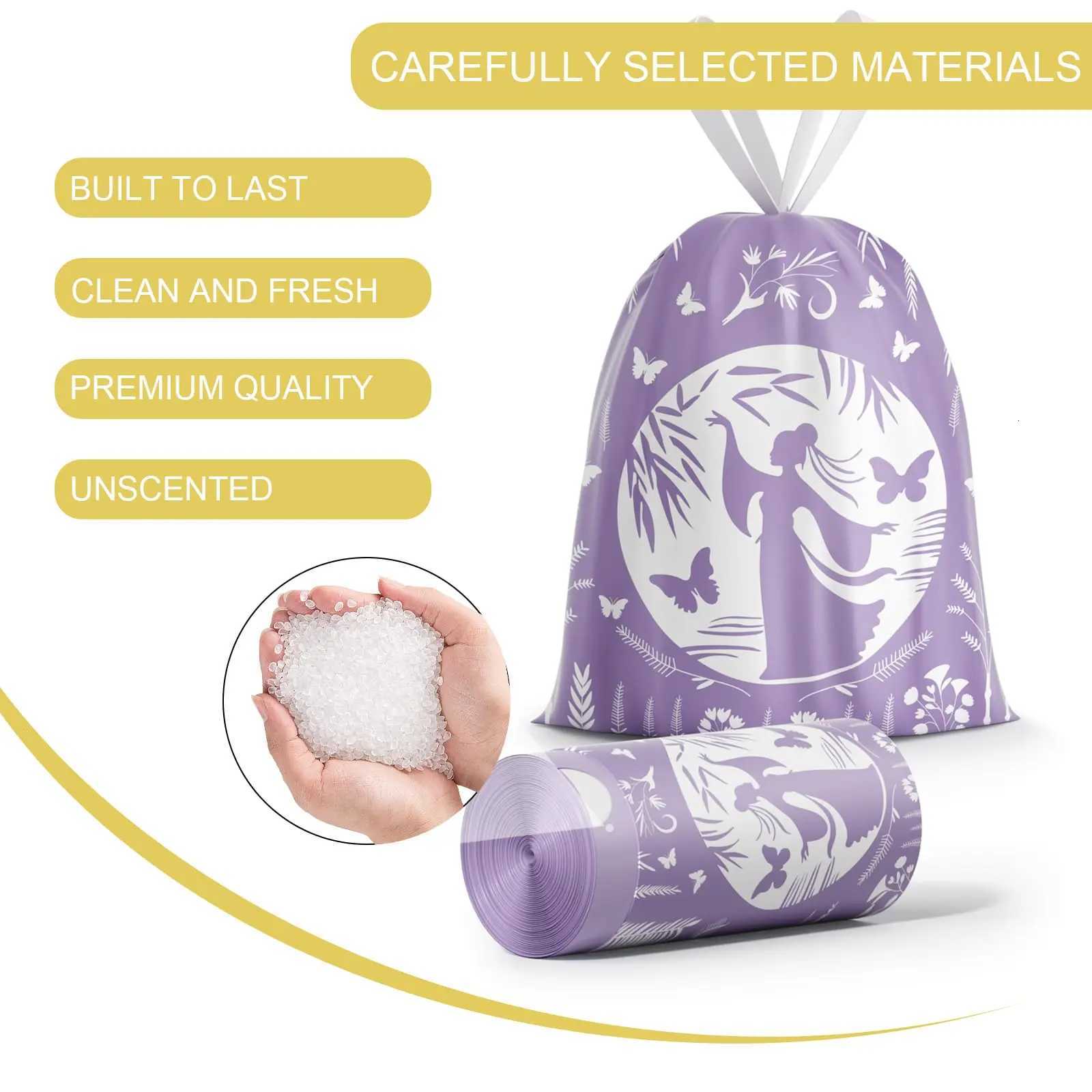 8 Gallon Lavender Drawstring Garbage Bag Household Thick Handheld Large Non Tear Plastic Bags C251119