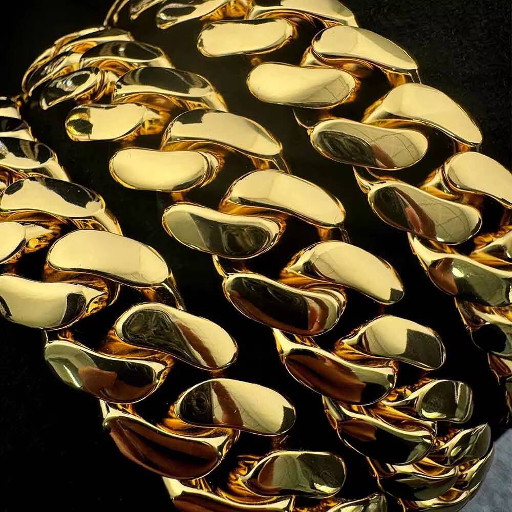 Limited Plain Cuban Link Chain 12mm Brass Cuban Chain Bracelet Hip Hop Miami Cuban Link Chain