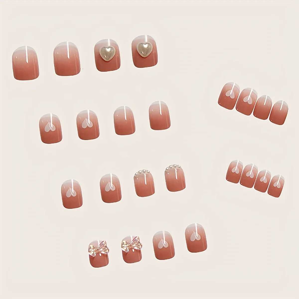 24pcs Ice Transparent Press On Nails Fake Nails With 3D Butterfly And Pearls Design Glossy Full Cover Silver Glitter False NaiT251118T251119