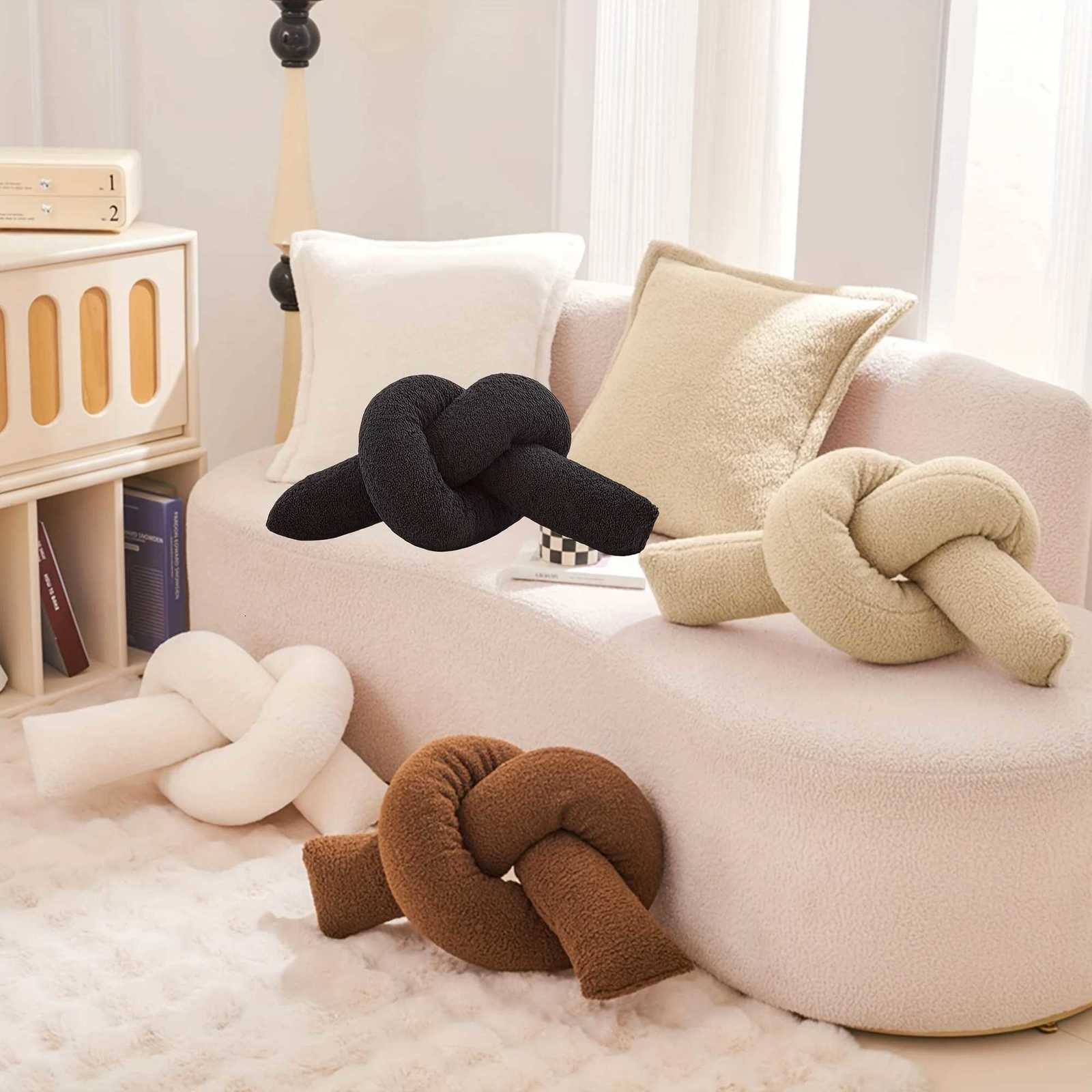 1pc Knot Long Shaped Soft Knot Plush Cushion Home Decoration Throw s for Sofa Bedroom Car Office GiftM251119