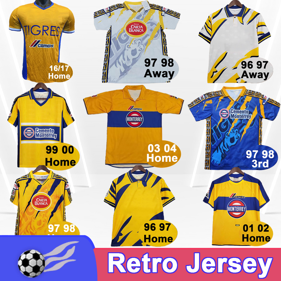 1996 2016 Tigres de la UANL Retro Soccer Jersey GIGNAC RODRIGUEZ JIMENEZ ZELARAYAN AYALA Home Away 3rd Vintage Football Shirts