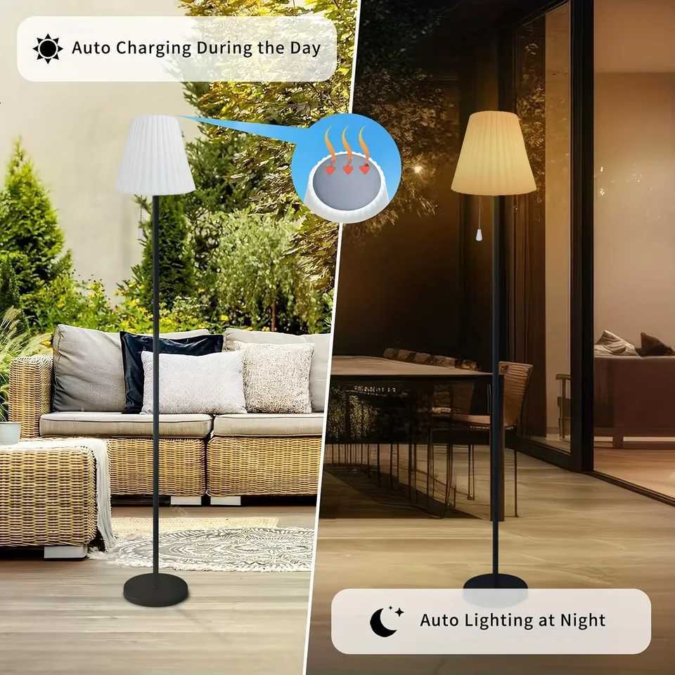Solar USB charging floor lamp-Adjustable light level floor lamp-Portable bedside lamp with remote control-Indoor/Outdoor M251119
