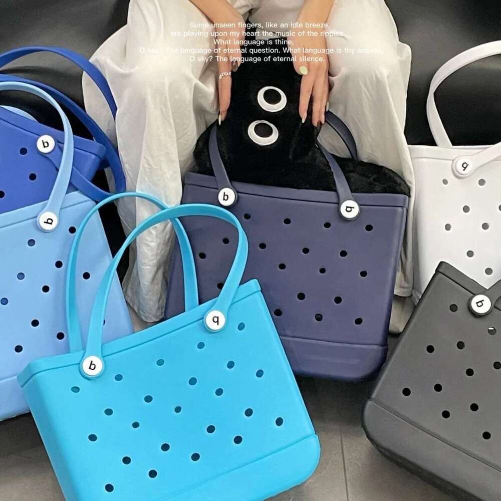 L/Xl Beach Croc Rubber Waterproof EVA Summer Storage Basket Women Shopping Shoulder Handbag Extra Large Sac Jelly Tote Bag