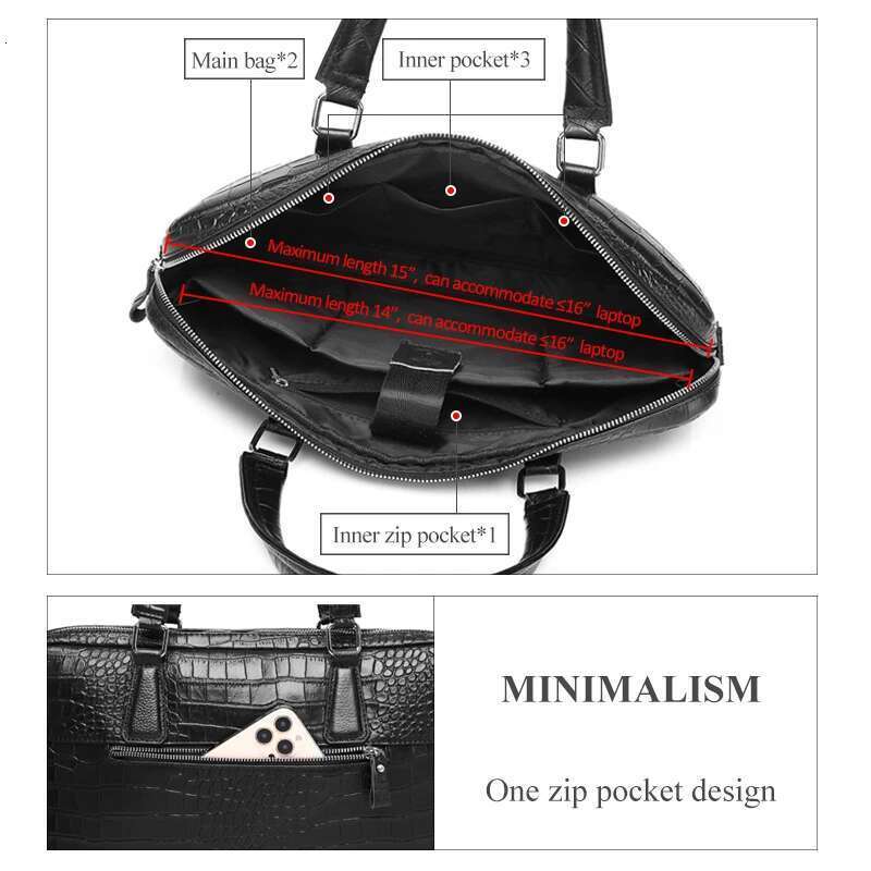 SCHLATUM Genuine Leather Crocodile Grain Briefcases Hard For Men 15.6 Inch Laptop Briefcase Bags Computer Bag Handbags