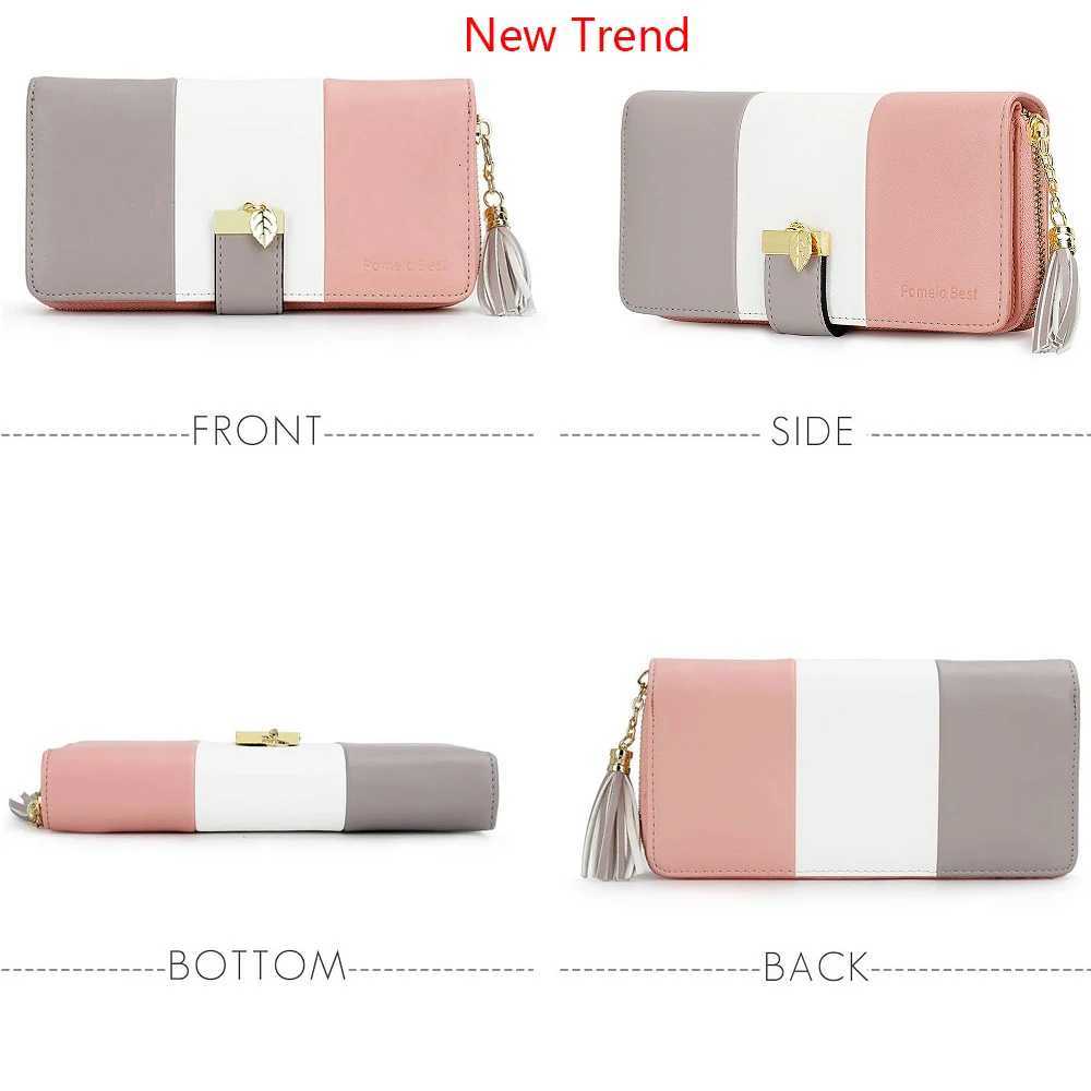 Latest model Fashion Zipper Wallets Womens large capacity Purses Handbags Coin Purse 9 Cards Holder PU Leather Billfold WalletT251119
