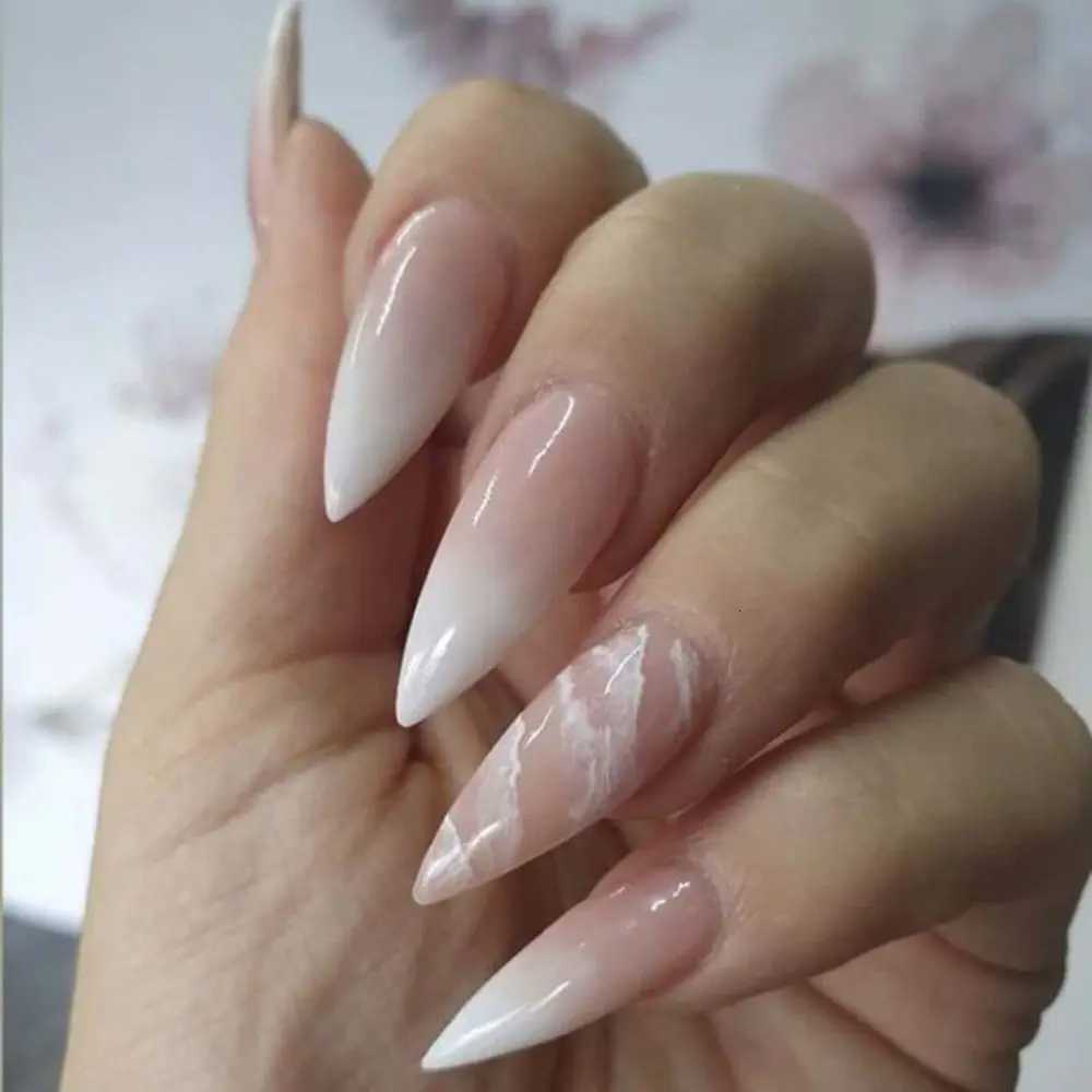 24pcs Detachable Almond French False Nails DIY Glitter Design Press on Nails Fake Nials DIY Manicure Nail TipsT251118T251119