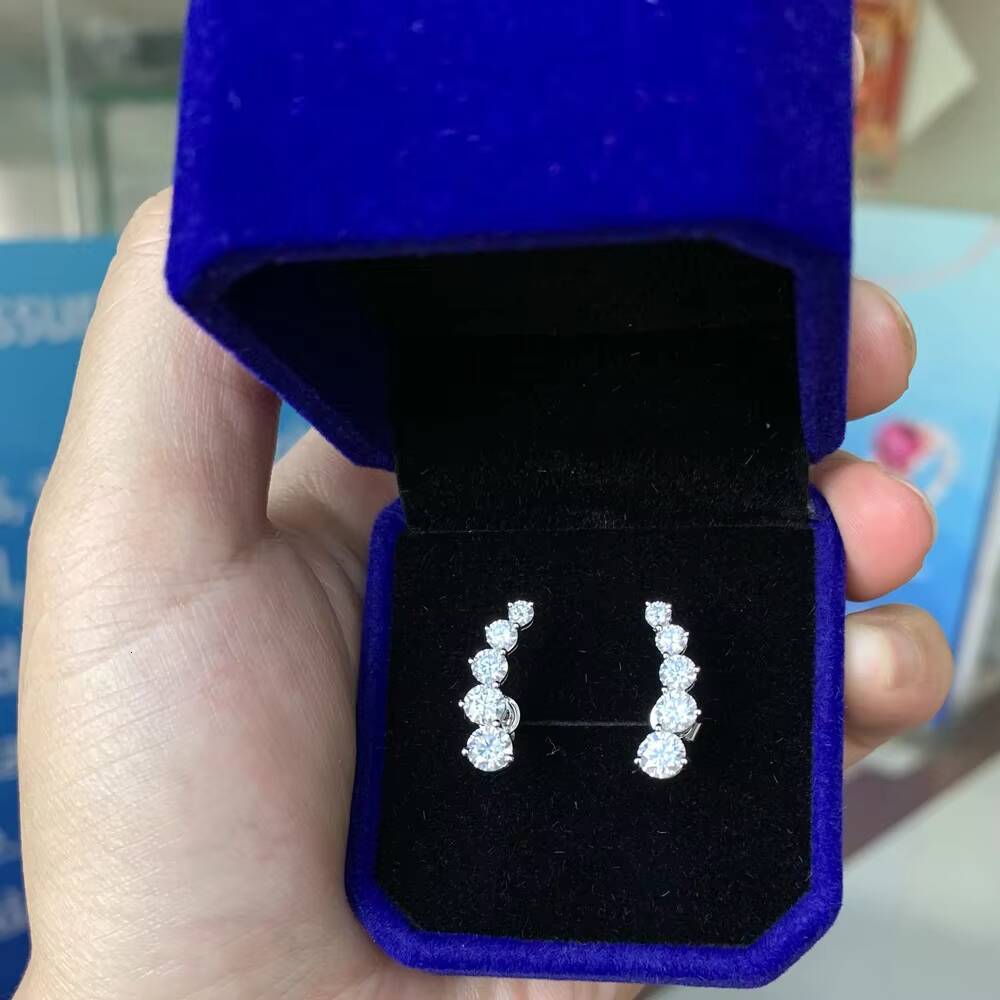 Fashion New 14k Gold Super White Round Brilliant Cut Moissanite Diamond Earrings Women Jewelry