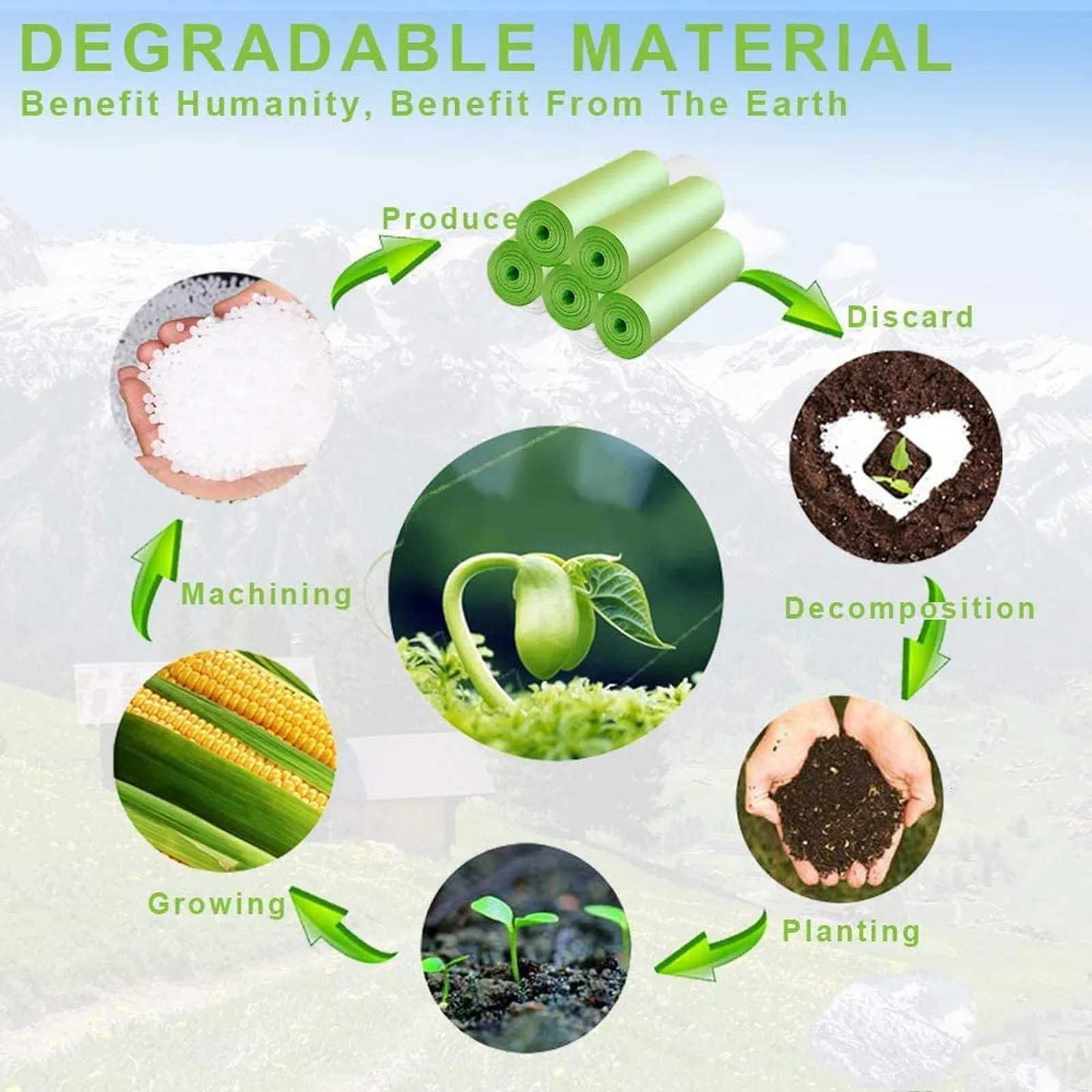 Disposable Biodegradable Compostable Trash Bags Recycling Unscented Tall Kitchen Trash Bags for Kitchen Yard LawnOffice C251119