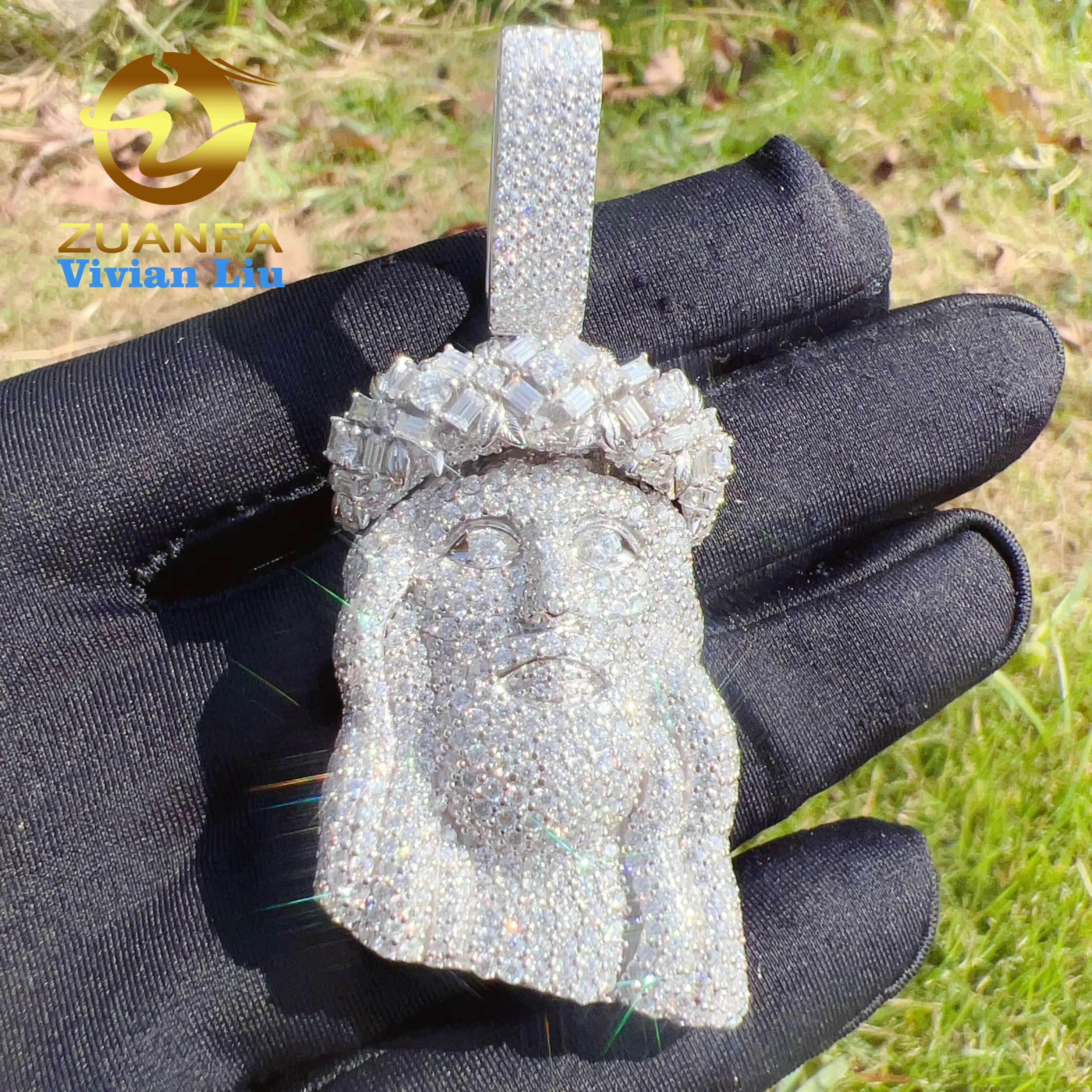Wholesale Price 925 Sterling Silver Iced Out Custom Vvs Moissanite Hip Hop Jesus Pendant