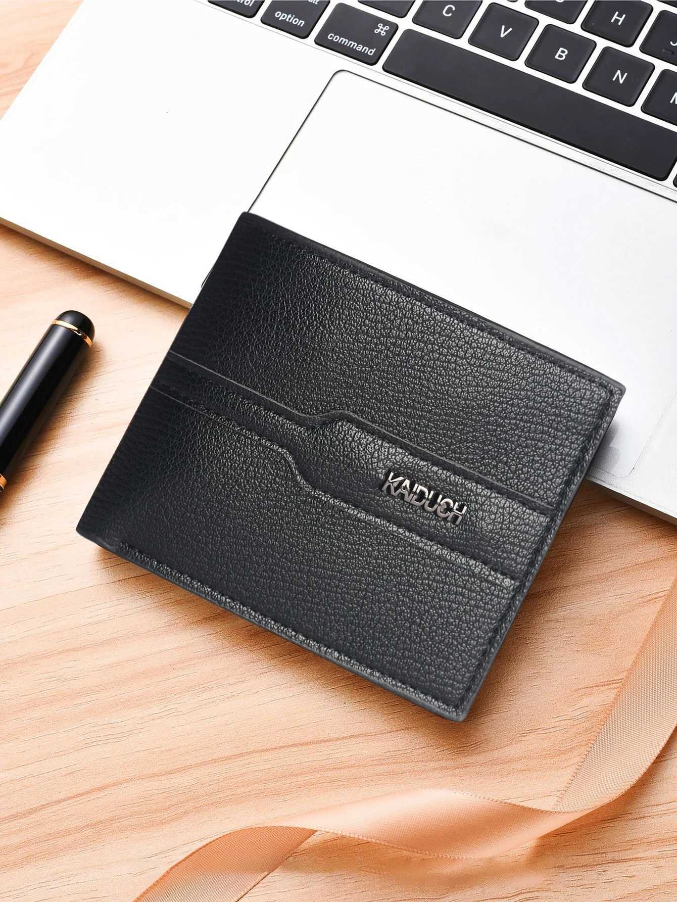 Mens Short Wallet PU Leather Slim Minimalist Front Pocket Wallet with Built-in Zippered Coin Pocket Multiple Card SlotsT251119