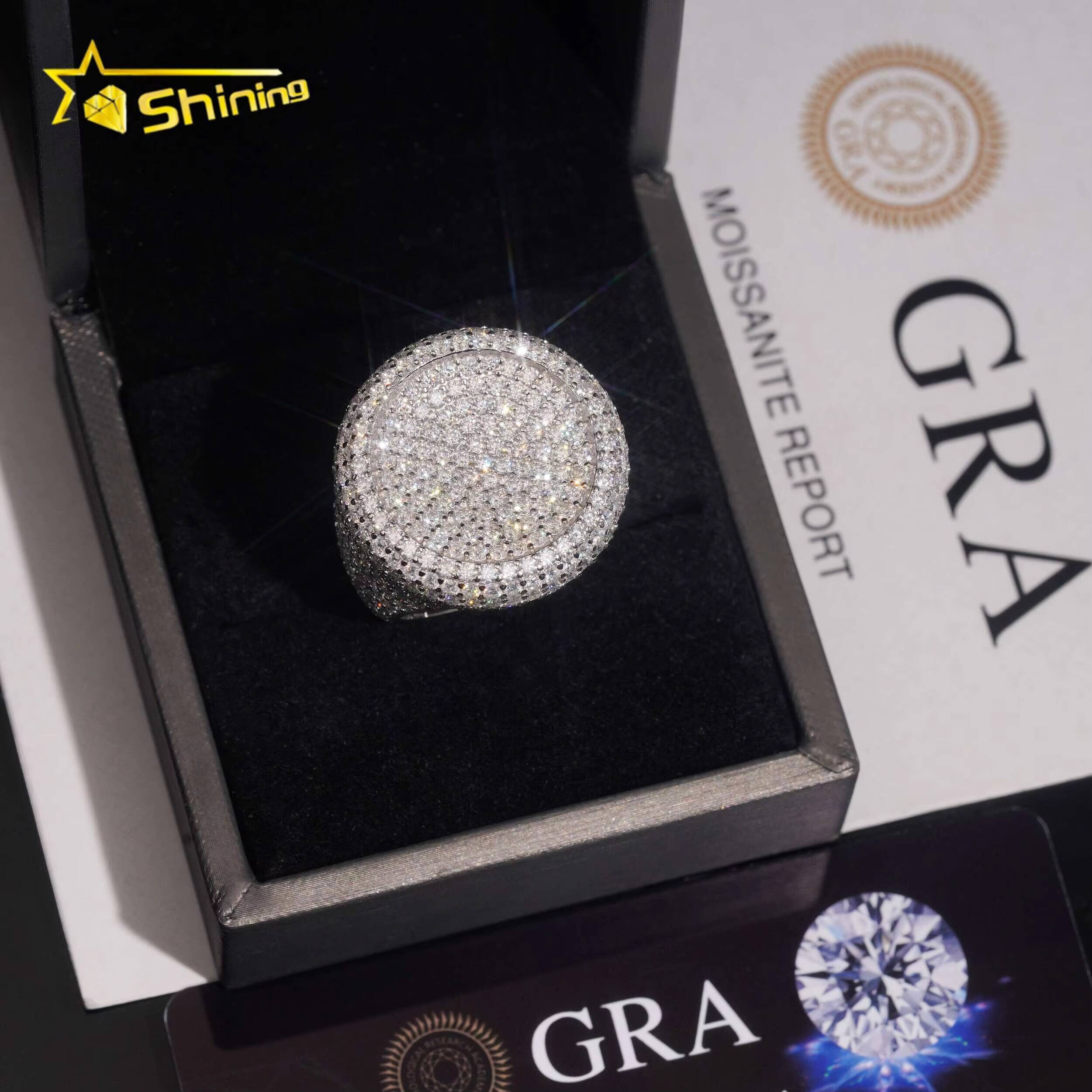 Pass Diamond Tester High Quality 925 Silver Fine Jewelry Fully Iced Out Hip Hop Ring Big Pinky Moissanite Mens Ring