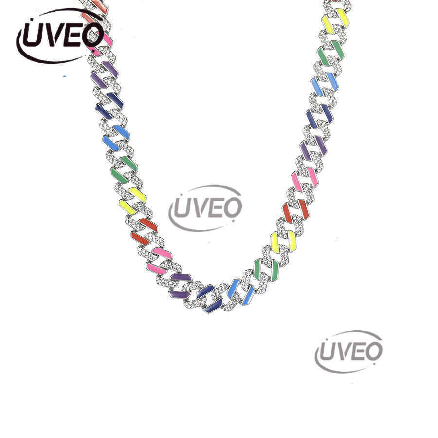 Hot selling fashion men geometric inlaid ice out VVS Moissanite Cuban men and women domineer rap necklace hip-hop collarbone chain Free delivery