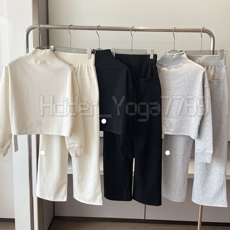 Designer Women Hoodie Tracksuits Two Pieces Pants Set Mock Neck Crop Top Womens Yoga Pants Pullover Hoodies Clothing Hooded Long Sleeve Casual Set Sporty Sweatshirt