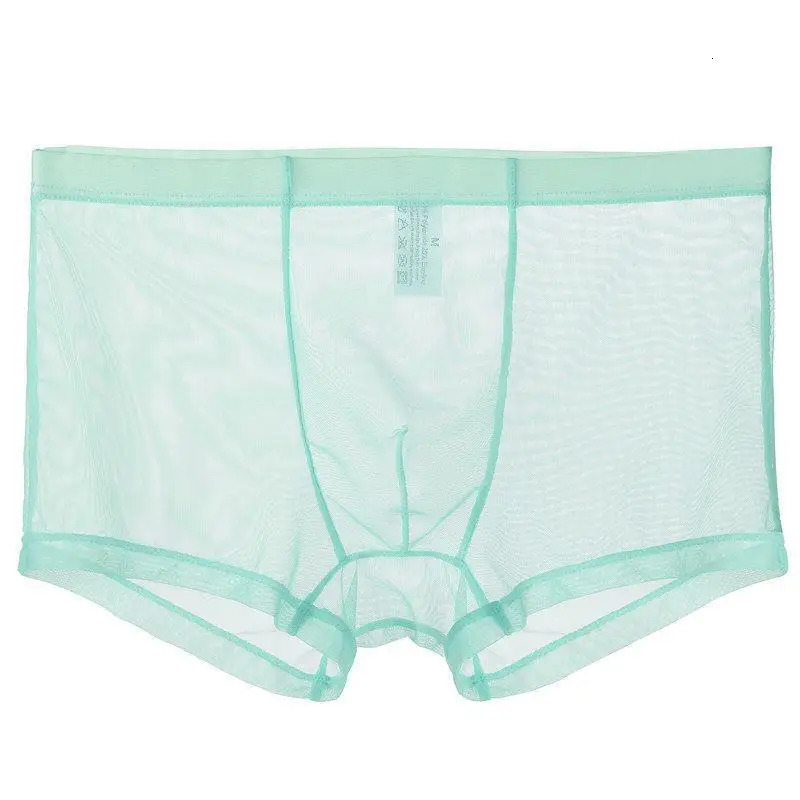 Mens Underwear Transparent Boxing Raised Ice Silk See Through Sexy Low Waist 250417