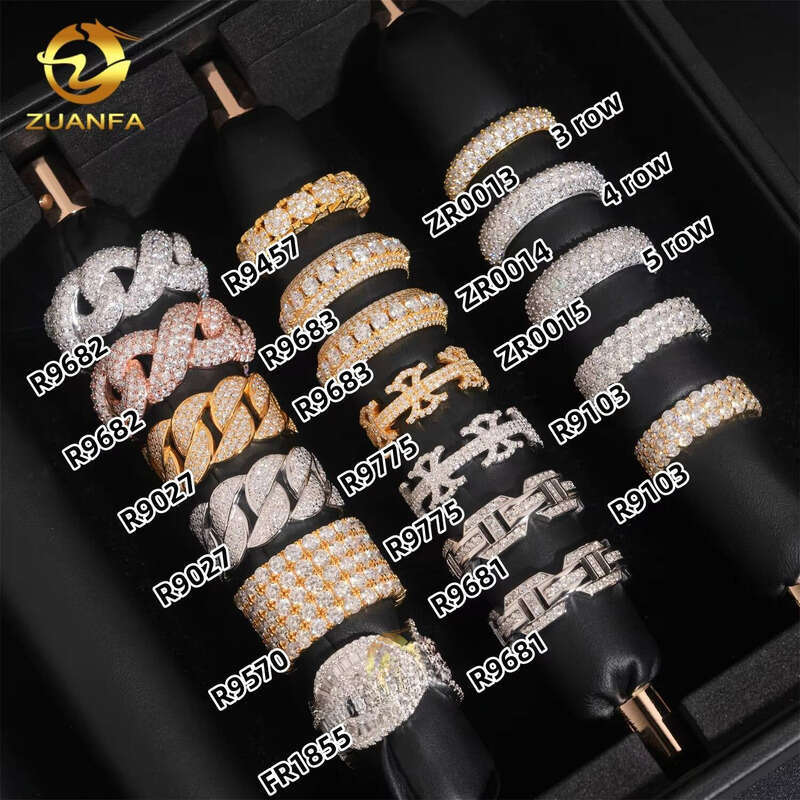 Affordable Ready-to-Ship GRA Gold Silicon Stone Men's Ice Out Jewelry Infinity Ring