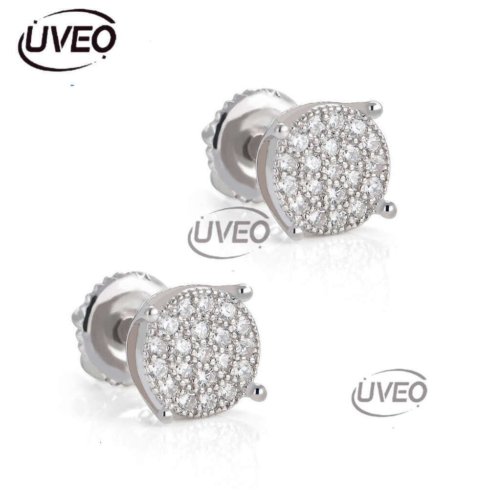 Luxury micro inlaid ice out VVS Moissanite round simple men women S earrings Hip Hop Free delivery
