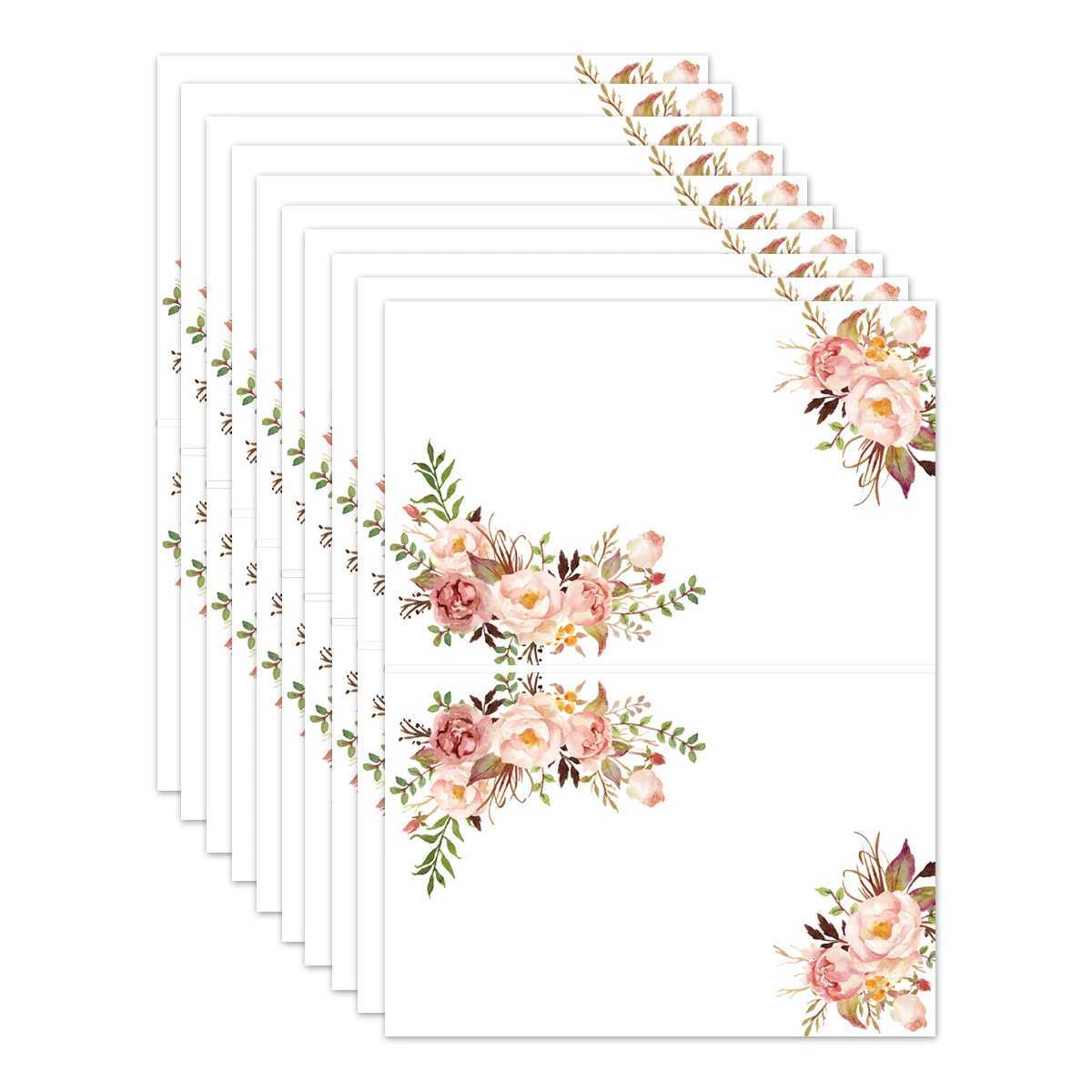 10Sheets Floral Table for Weddings for Table Setting Wedding Place Cards Easy Folding G251119