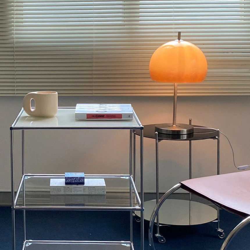 Art Living Room Retro Glass W Table Lamp Gradient Orange Mushroom Bauhaus Led Floor Lamp Living Room Bedroom Atmosphere Lamp M251119