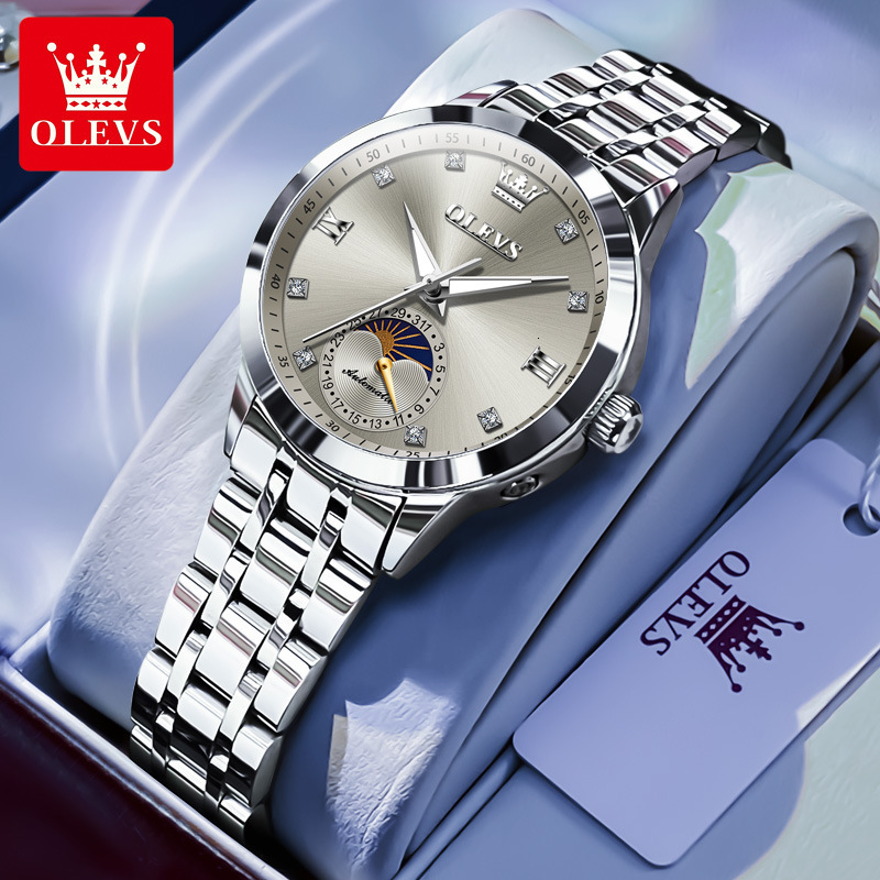 OLEVS Designer Women's Outdoor Luxury Fully Automatic Moon Phase Mechanical Watch Outdoor Business Fashion Women's Watch Free Shipping Whole