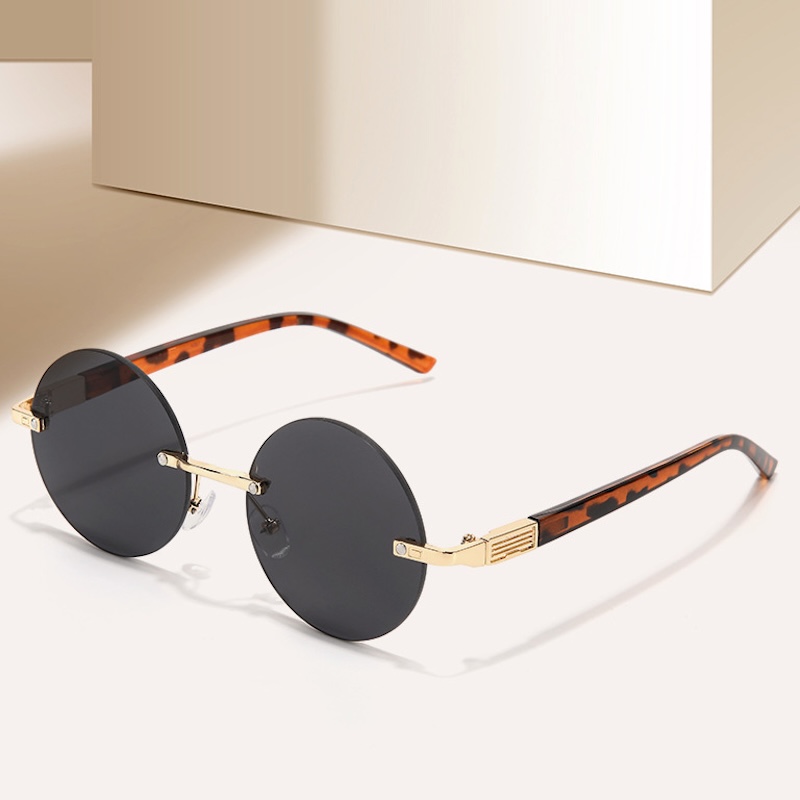 Rimless Round Sunglasses Vintage UV Protection for Men Daily Commute Retro for Women Beach Vacation Punk Style Lightweight for Urban Fashion Y2K Trave