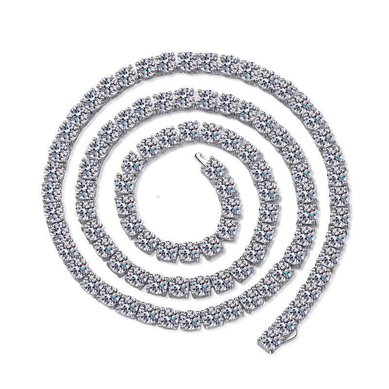 Icy Shiny S Pure Sier Hip-Hop VVS Tennis Moissanite Chain for Women and Men Boutique Jewelry Necklace